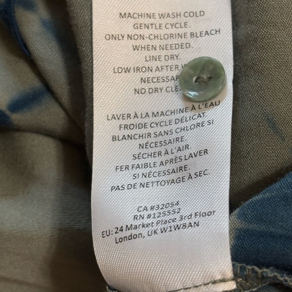 ANTHROPOLOGIE Dolan Eliska Tie-Dye Modest Oversized Dress Moss Green/Blue Sz. M - Picture 10 of 11